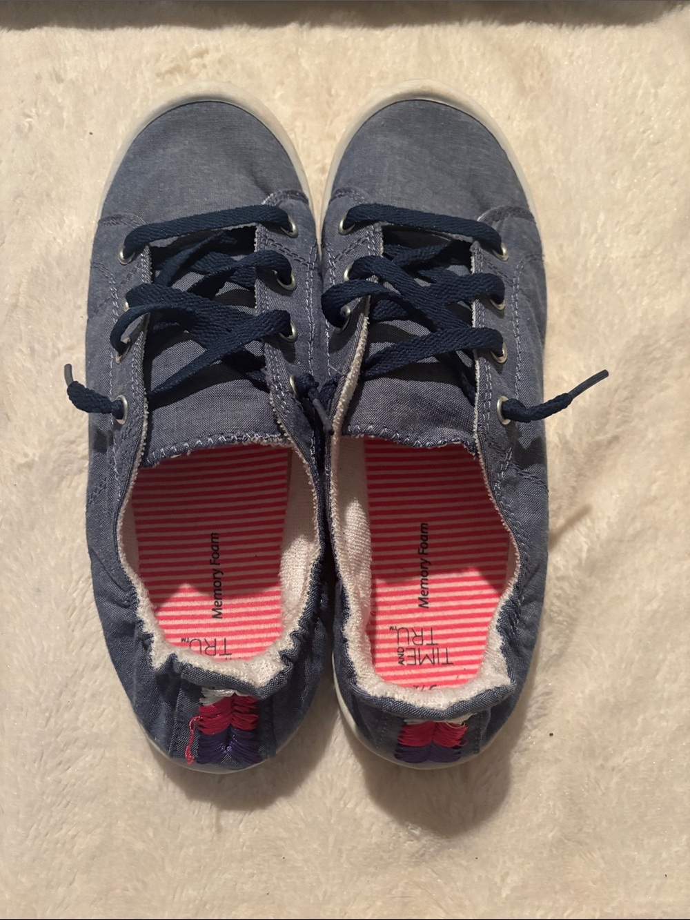 Blue Sneakers with Pink Accent